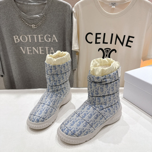 DIOR 25S ANKLE BOOTS IN BLUE FEATHER