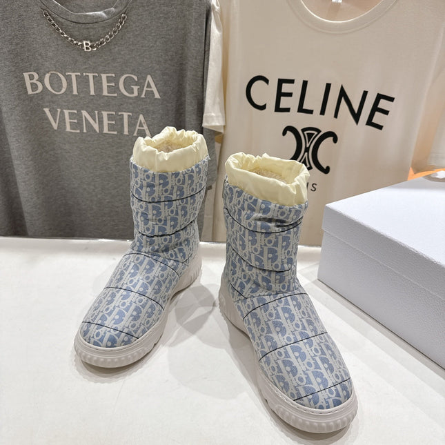 DIOR 25S ANKLE BOOTS IN BLUE FEATHER