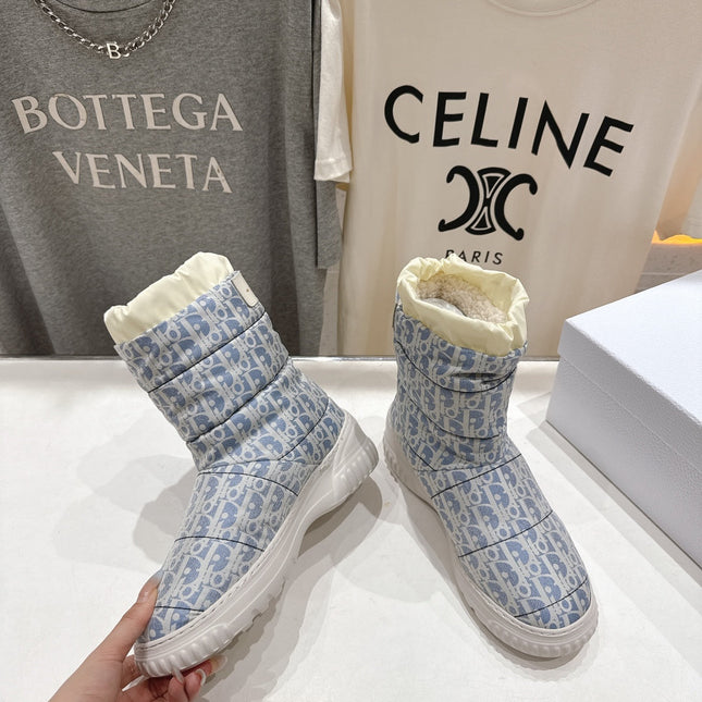 DIOR 25S ANKLE BOOTS IN BLUE FEATHER