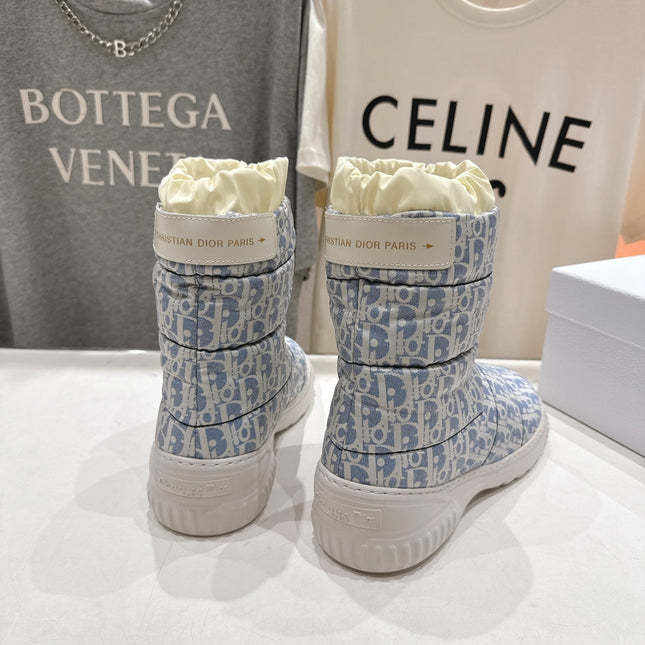 DIOR 25S ANKLE BOOTS IN BLUE FEATHER