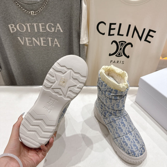 DIOR 25S ANKLE BOOTS IN BLUE FEATHER