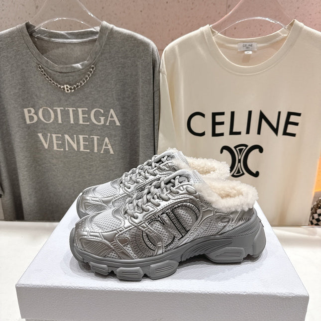 DIOR CHRONO SNEAKER 25S IN SILVER LAMBSKIN AND MESH FABRIC STYLE 10