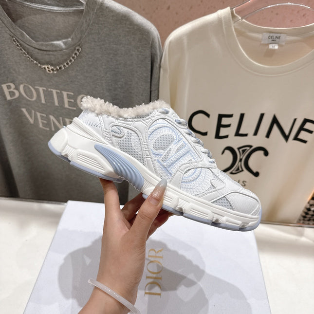 DIOR CHRONO SNEAKER 25S IN WHITE MIX BLUE LAMBSKIN AND MESH FABRIC STYLE 9