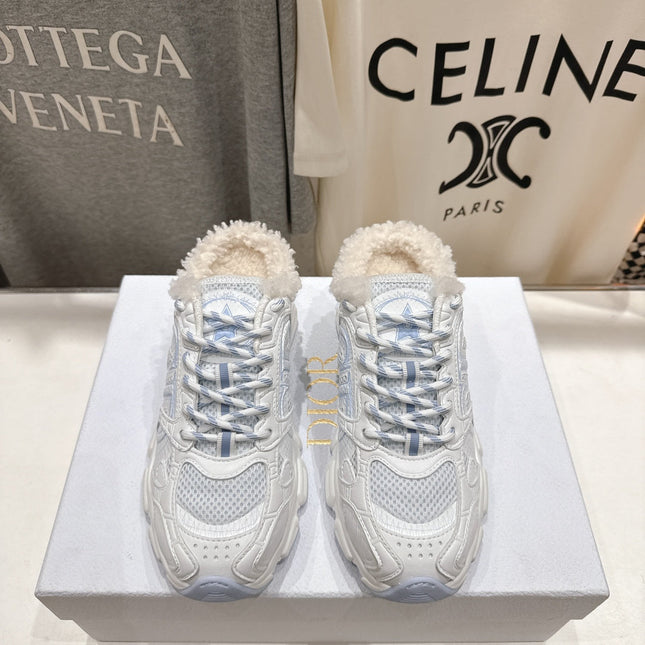 DIOR CHRONO SNEAKER 25S IN WHITE MIX BLUE LAMBSKIN AND MESH FABRIC STYLE 9