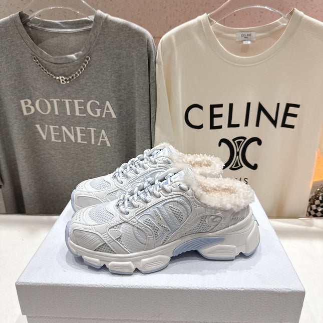 DIOR CHRONO SNEAKER 25S IN WHITE MIX BLUE LAMBSKIN AND MESH FABRIC STYLE 9