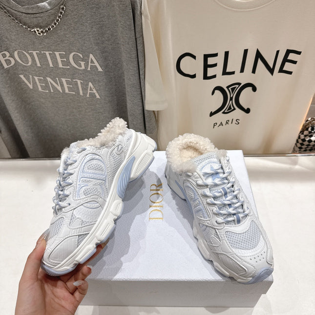 DIOR CHRONO SNEAKER 25S IN WHITE MIX BLUE LAMBSKIN AND MESH FABRIC STYLE 9