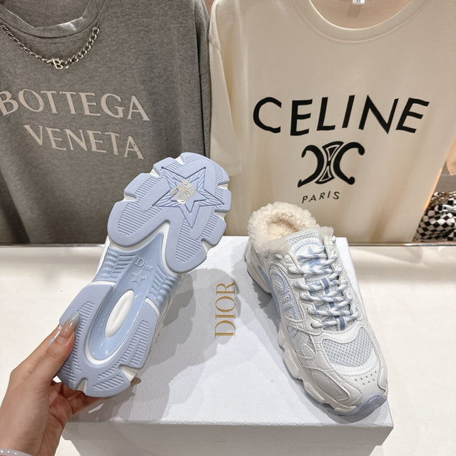 DIOR CHRONO SNEAKER 25S IN WHITE MIX BLUE LAMBSKIN AND MESH FABRIC STYLE 9