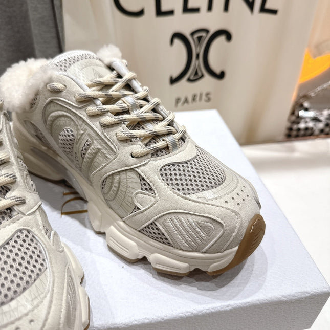 DIOR CHRONO SNEAKER 25S IN CREAM WHITE LAMBSKIN AND MESH FABRIC STYLE 8