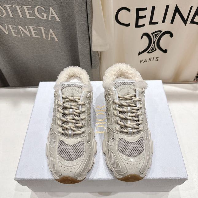 DIOR CHRONO SNEAKER 25S IN CREAM WHITE LAMBSKIN AND MESH FABRIC STYLE 8