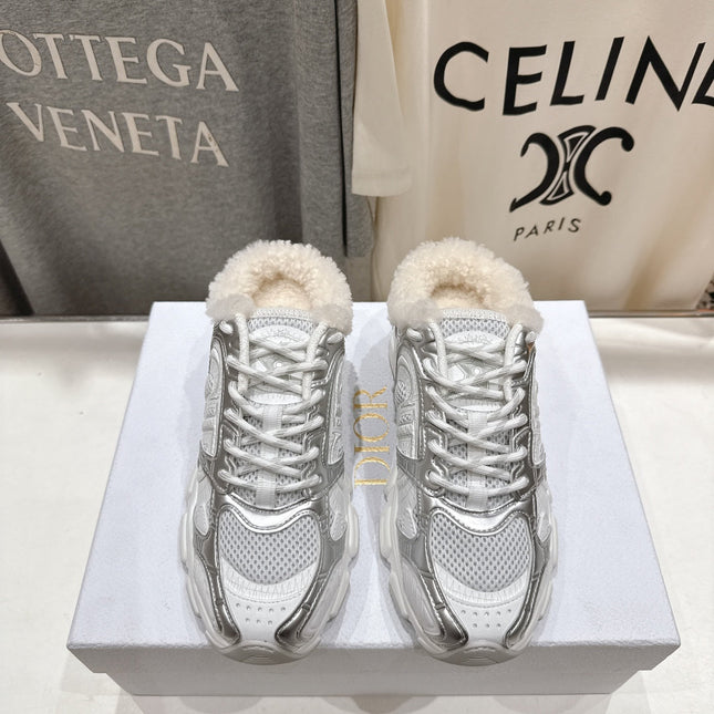 DIOR CHRONO SNEAKER 25S IN SILVER MIX WHITE LAMBSKIN AND MESH FABRIC STYLE 5