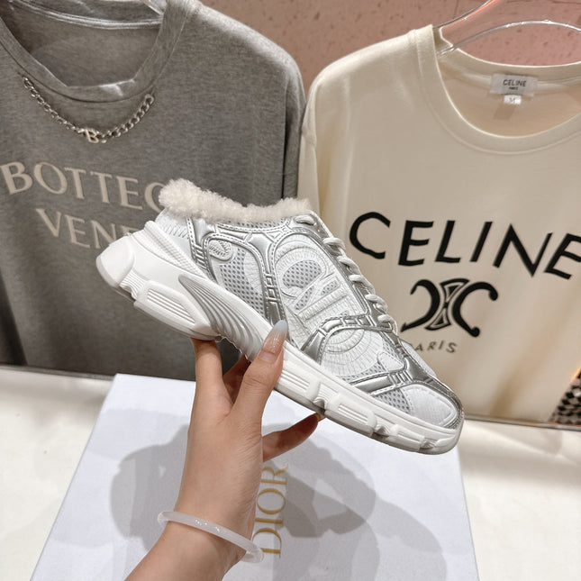 DIOR CHRONO SNEAKER 25S IN SILVER MIX WHITE LAMBSKIN AND MESH FABRIC STYLE 5