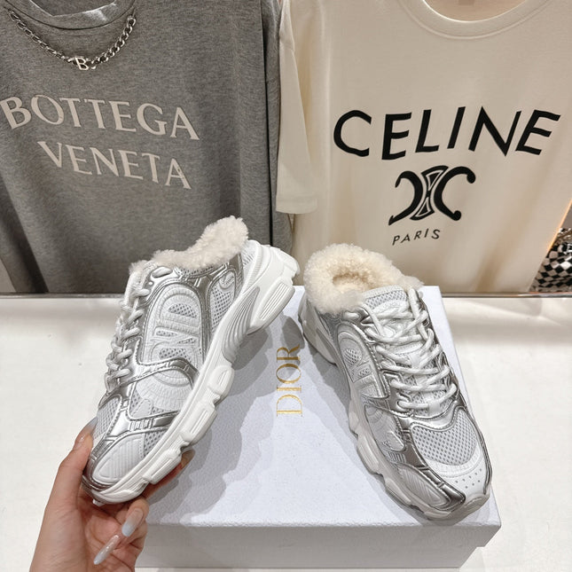 DIOR CHRONO SNEAKER 25S IN SILVER MIX WHITE LAMBSKIN AND MESH FABRIC STYLE 5