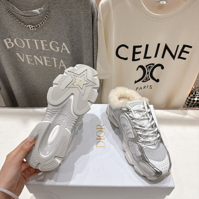 DIOR CHRONO SNEAKER 25S IN SILVER MIX WHITE LAMBSKIN AND MESH FABRIC STYLE 5