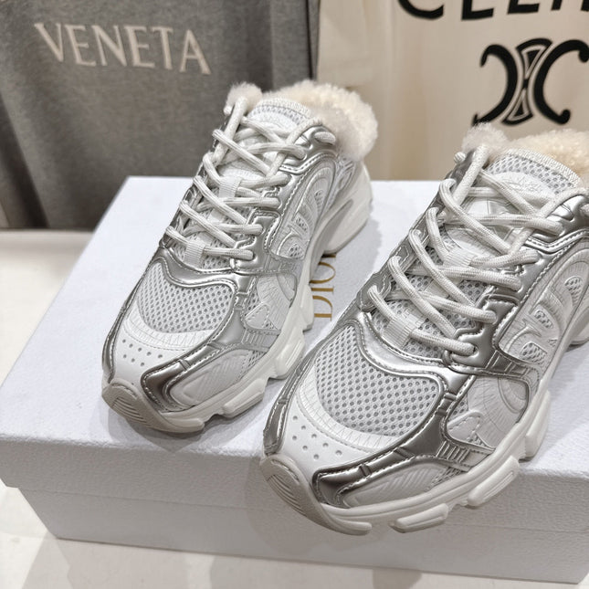 DIOR CHRONO SNEAKER 25S IN SILVER MIX WHITE LAMBSKIN AND MESH FABRIC STYLE 5