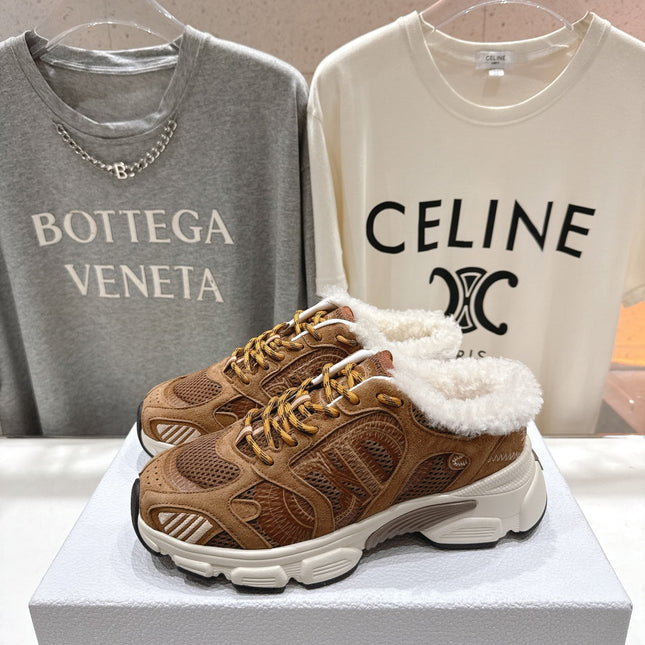 DIOR CHRONO SNEAKER 25S IN BROWN SUEDE AND MESH FABRIC