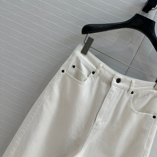 Loewe 25 Sickle Jeans White Denim Cotton