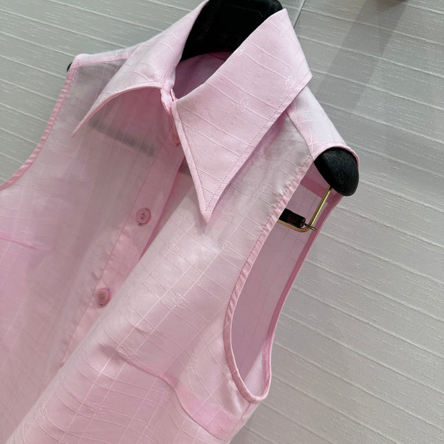 CC 25 Sleeveless Shirt Pink Silk Cotton Fabric