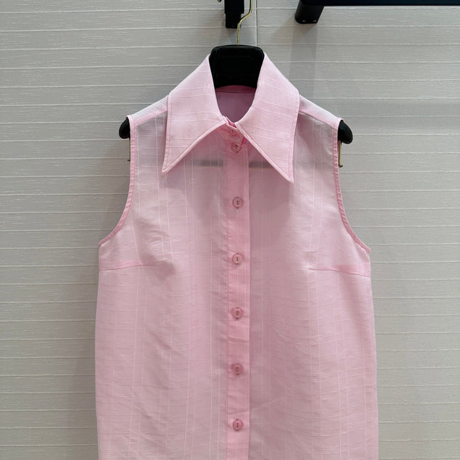 CC 25 Sleeveless Shirt Pink Silk Cotton Fabric