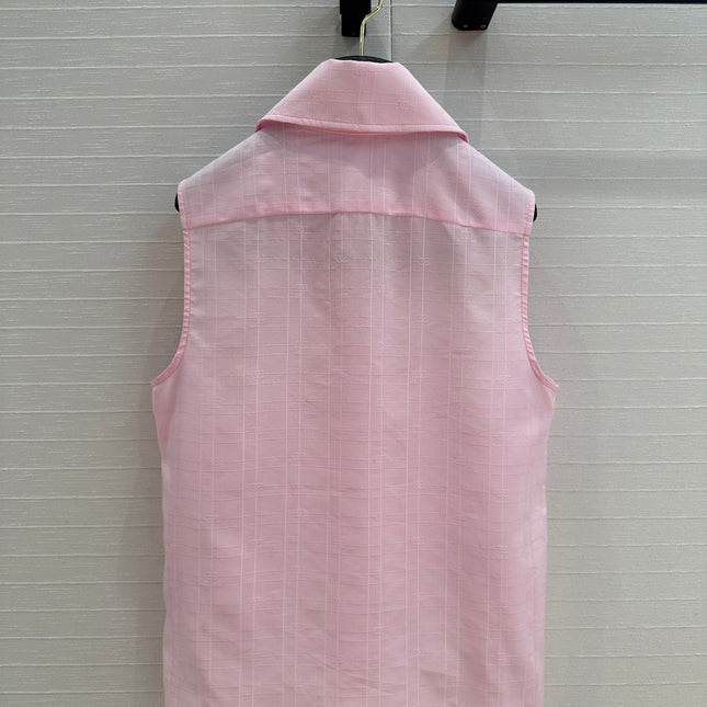 CC 25 Sleeveless Shirt Pink Silk Cotton Fabric