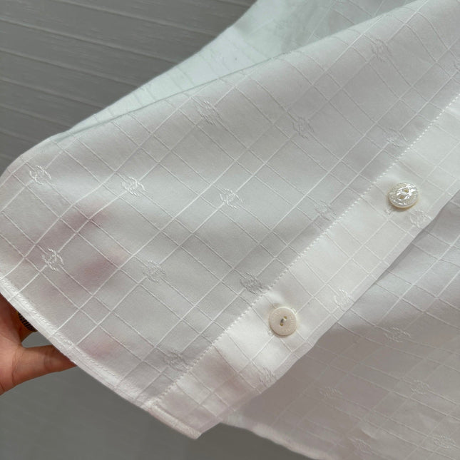 CC 25 Sleeveless Shirt White Silk Cotton Fabric