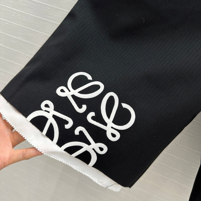 LOEWE MID-LENGTH BLACK WHITE MIX PANTS WITH LOGO