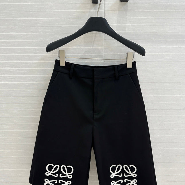LOEWE MID-LENGTH BLACK WHITE MIX PANTS WITH LOGO