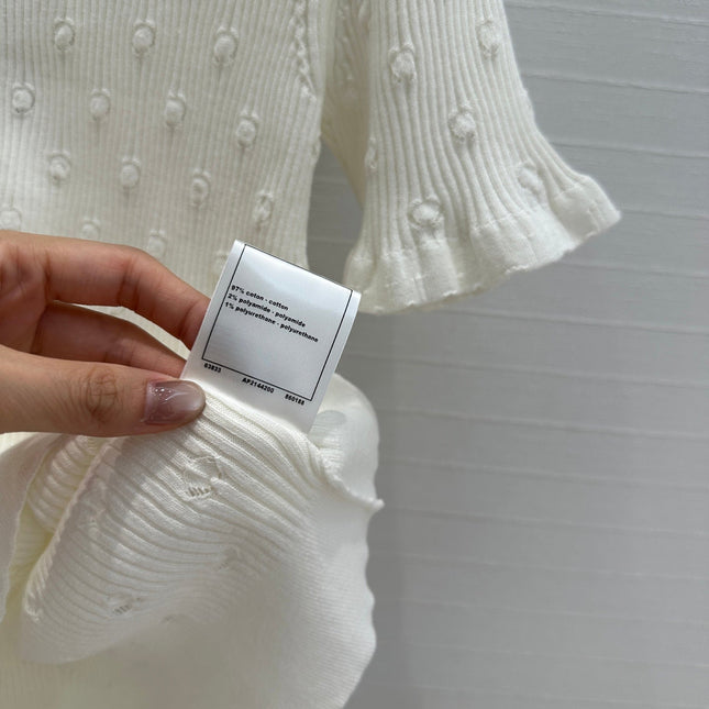 CC 25 Hollow Knitted T-shirt White cotton