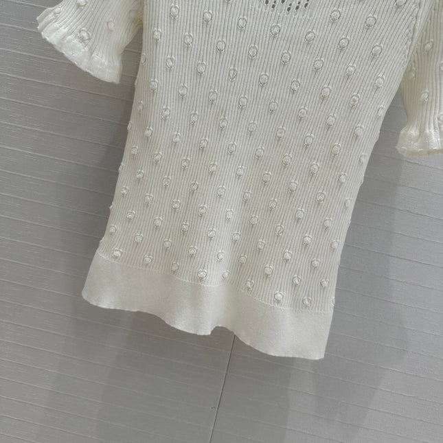 CC 25 Hollow Knitted T-shirt White cotton