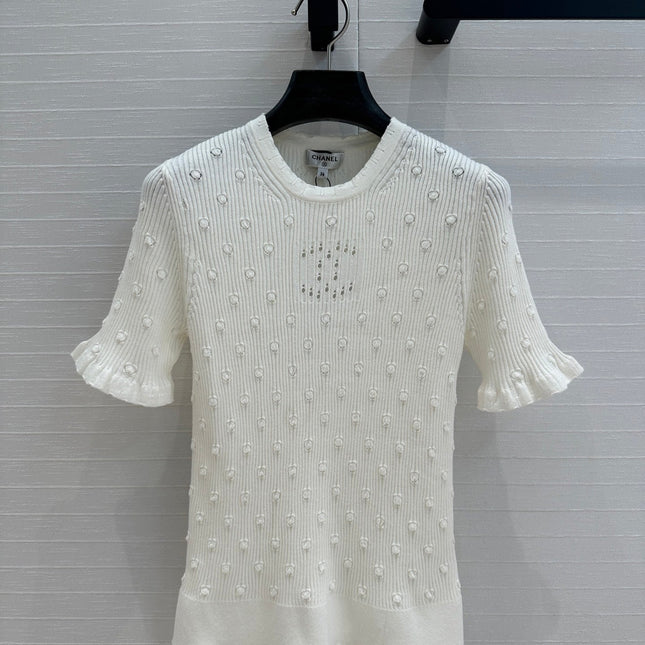 CC 25 Hollow Knitted T-shirt White cotton