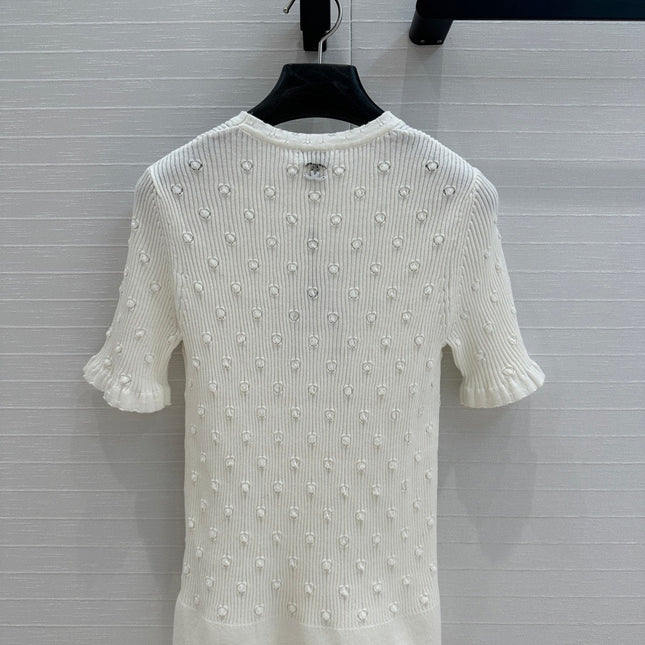 CC 25 Hollow Knitted T-shirt White cotton