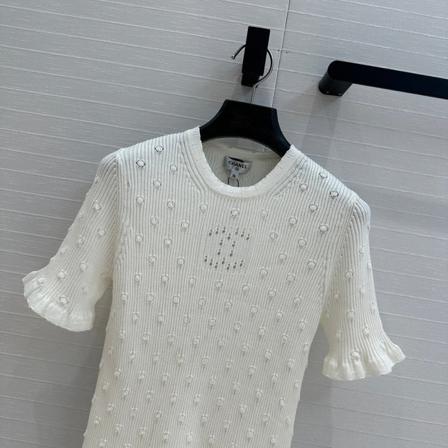 CC 25 Hollow Knitted T-shirt White cotton