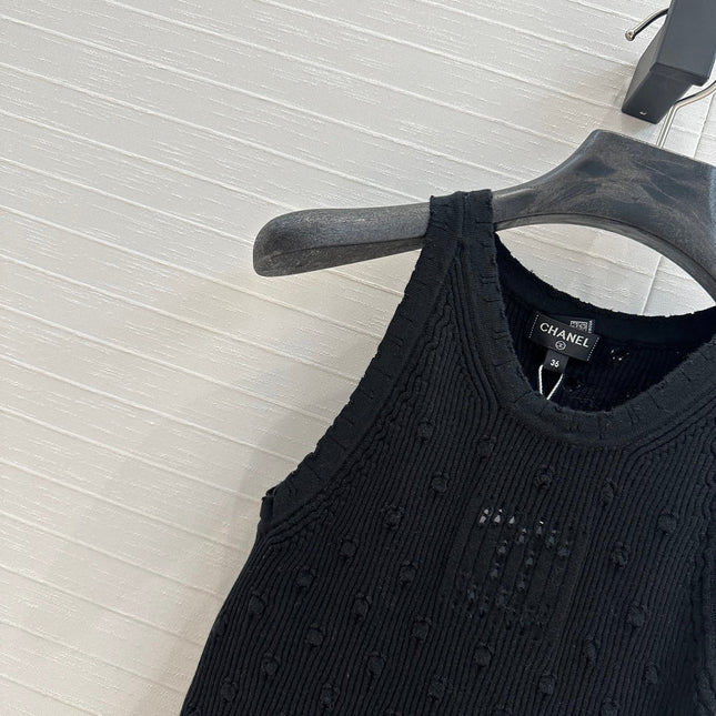 CC 25 Knitted Vest Black Cotton