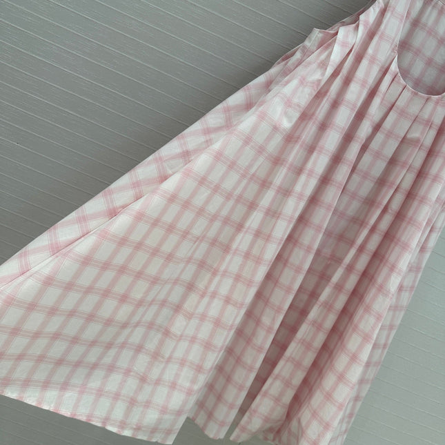 Loewe Plaid Suspender Skirt Pink Cotton