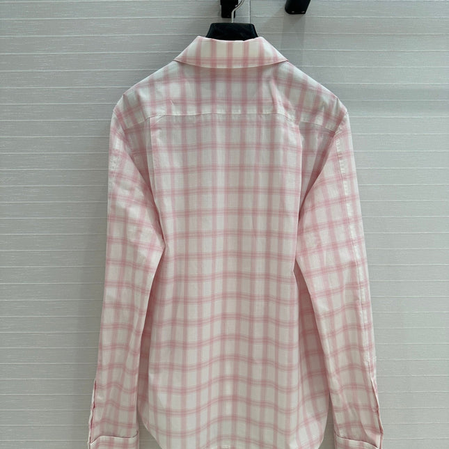 Loewe Plaid Shirt Pink Cotton