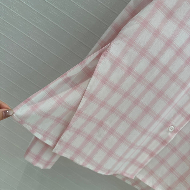 Loewe Plaid Shirt Pink Cotton