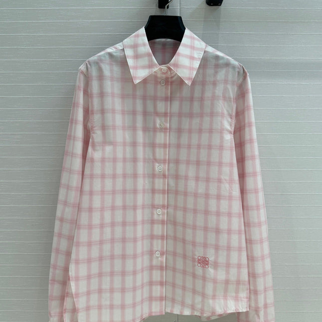 Loewe Plaid Shirt Pink Cotton