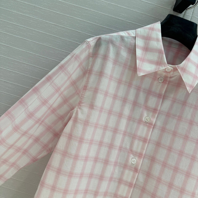 Loewe Plaid Shirt Pink Cotton
