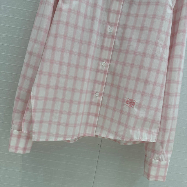 Loewe Plaid Shirt Pink Cotton