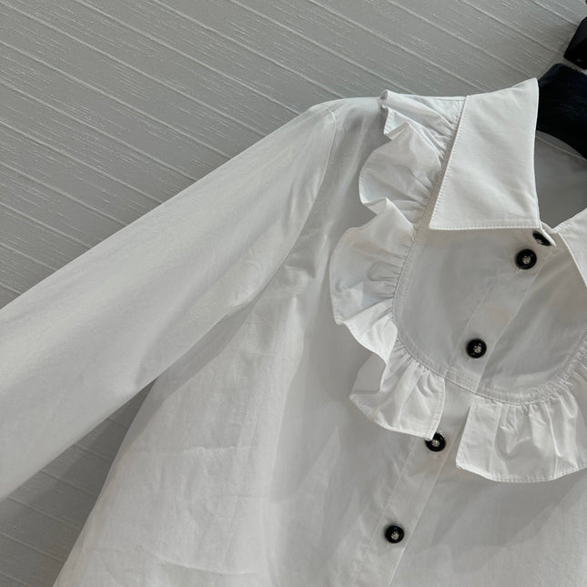 CC 25 Lace Collor Shirt White Cotton