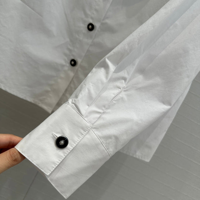 CC 25 Lace Collor Shirt White Cotton