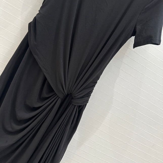 Loewe 25 Knotted Short-sleeved Dress Black Viscose