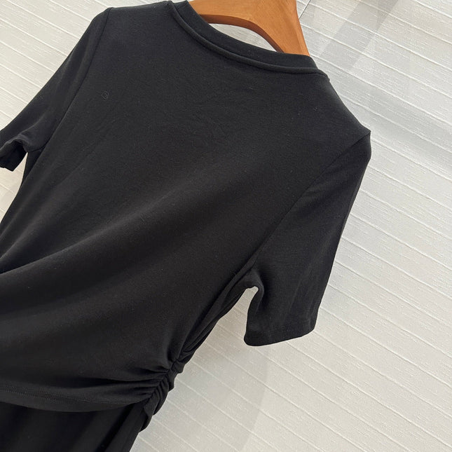 Loewe 25 Knotted Short-sleeved Dress Black Viscose