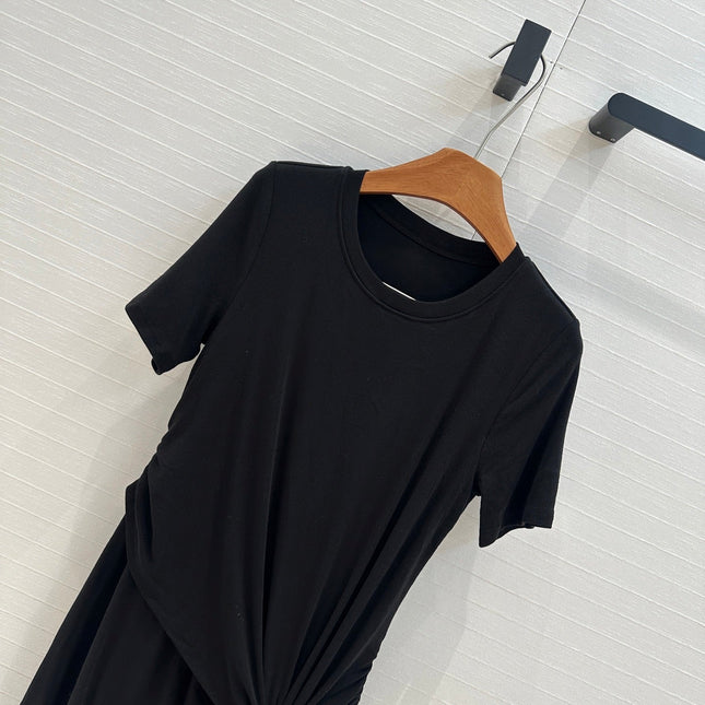 Loewe 25 Knotted Short-sleeved Dress Black Viscose