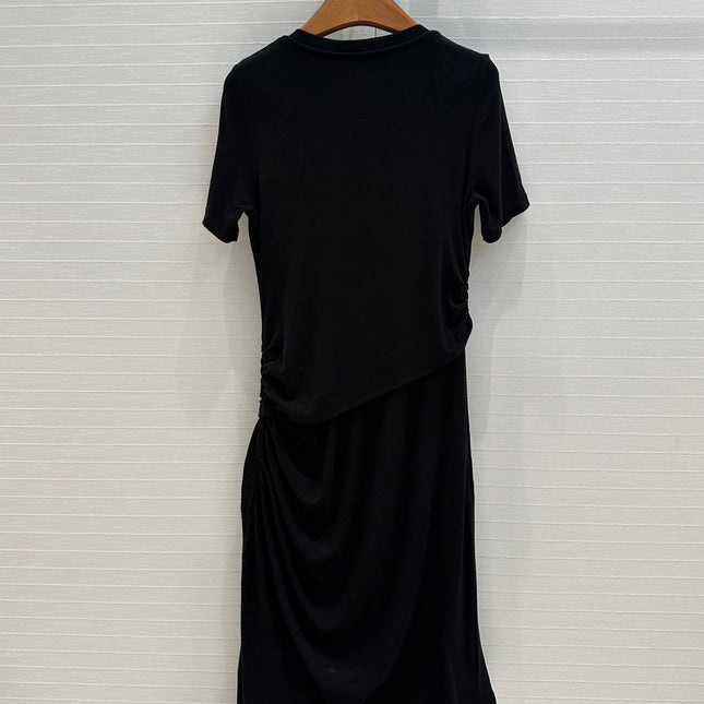 Loewe 25 Knotted Short-sleeved Dress Black Viscose