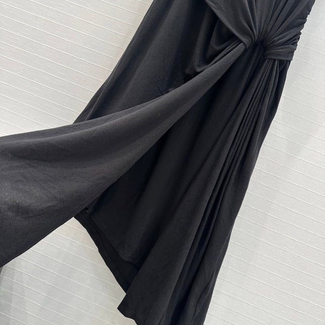 Loewe 25 Knotted Short-sleeved Dress Black Viscose