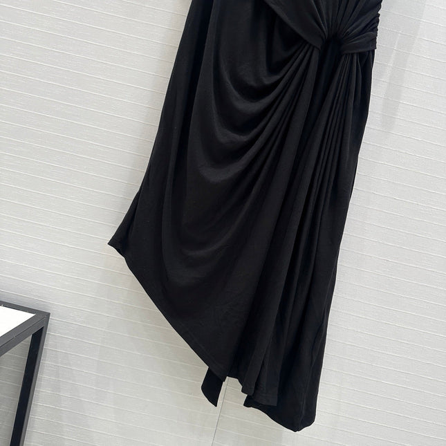 Loewe 25 Knotted Short-sleeved Dress Black Viscose