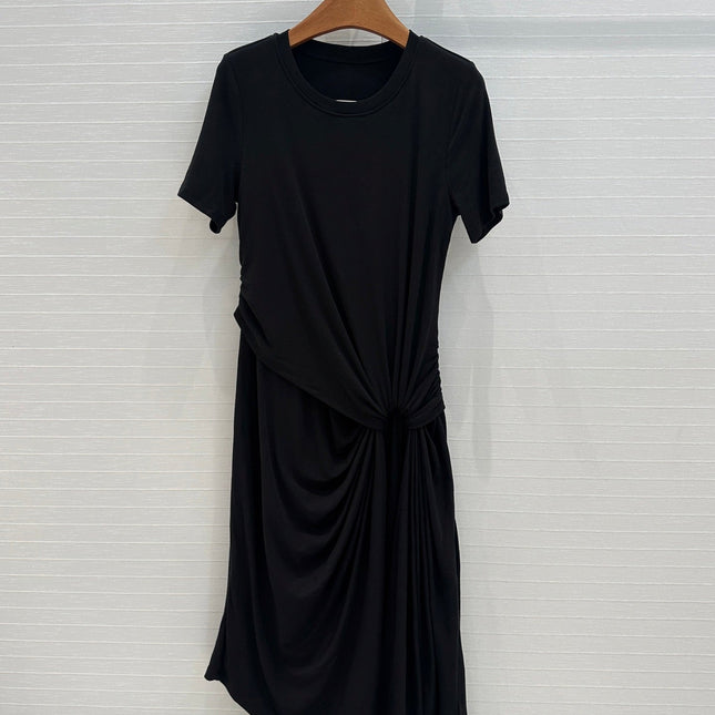 Loewe 25 Knotted Short-sleeved Dress Black Viscose
