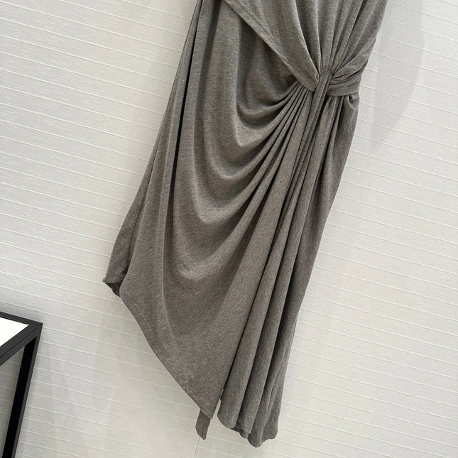 Loewe 25 Knotted Short-sleeved Dress Gray Viscose