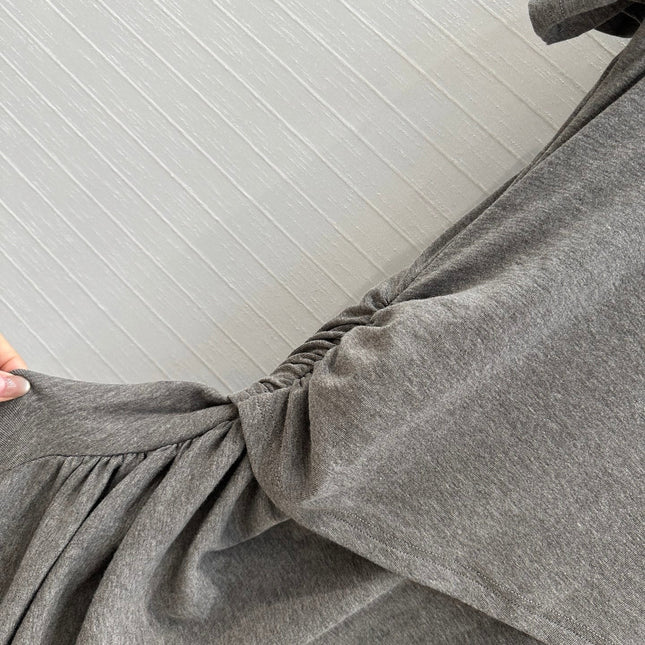 Loewe 25 Knotted Short-sleeved Dress Gray Viscose