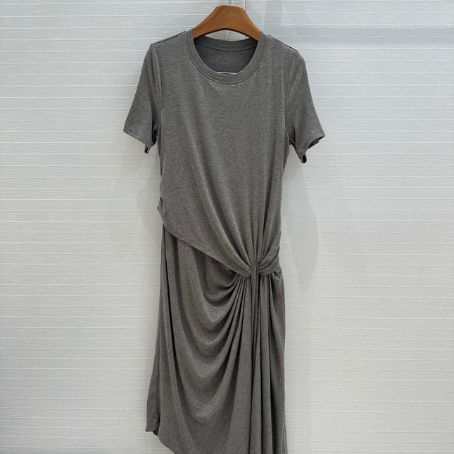 Loewe 25 Knotted Short-sleeved Dress Gray Viscose